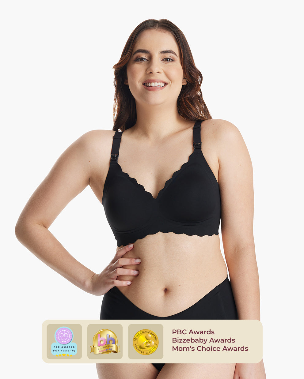 Momcozy Jelly Strip Seamless Nursing Bra YN46 with scalloped trim